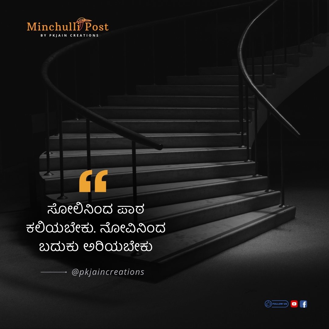 ಸೋಲಿನಿಂದ ಪಾಠ ಕಲಿಯಬೇಕು. ನೋವಿನಿಂದ ಬದುಕು ಅರಿಯಬೇಕು